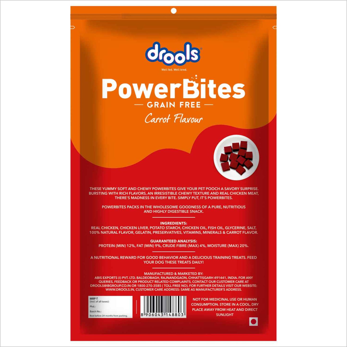 Drools Power Bites Carrot Flavour Dog Treats