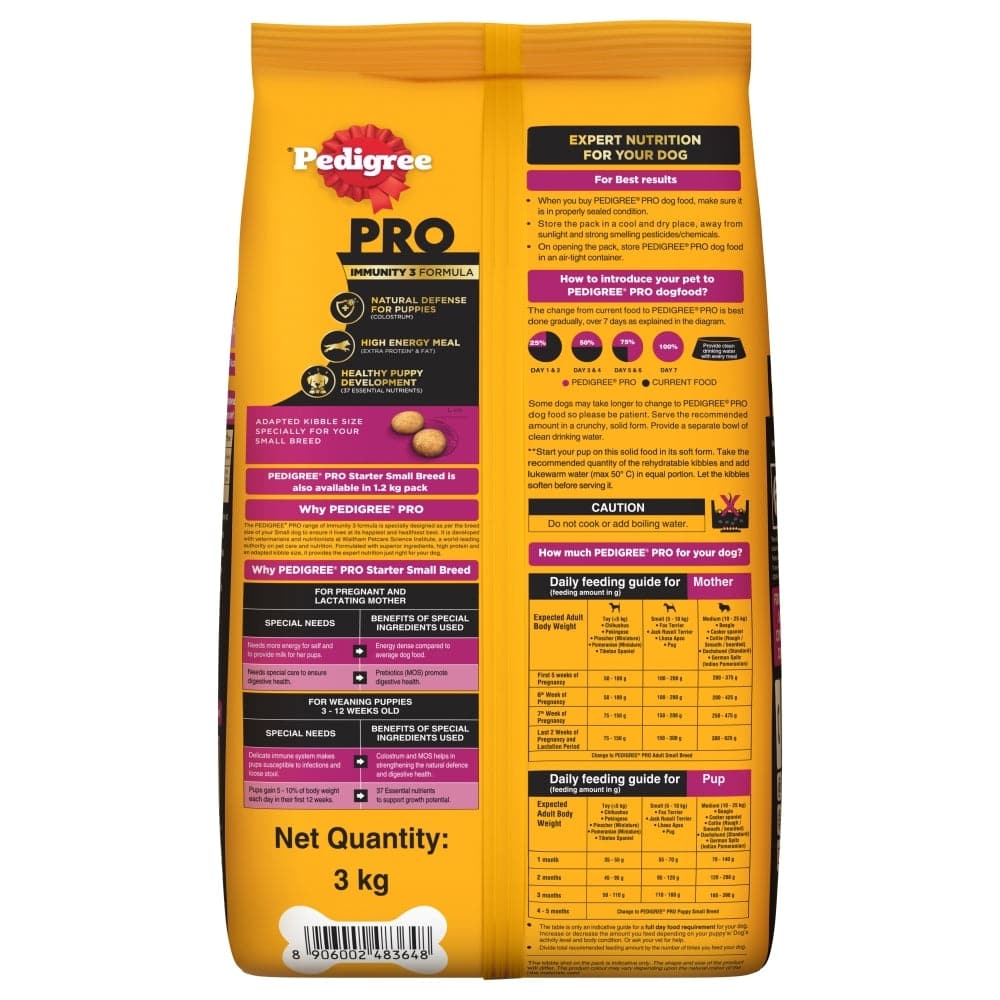 Pedigree PRO Expert Nutrition Lactating/Pregnant Mother & Puppy Starter Small Breed Dry and Chicken Chunks in Gravy Puppy Wet Food Combo