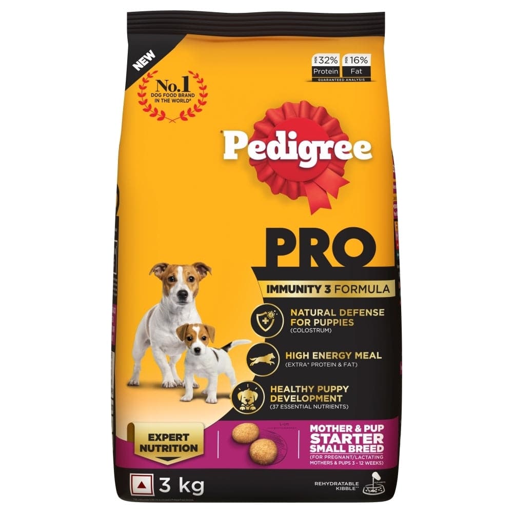 Pedigree PRO Expert Nutrition Lactating/Pregnant Mother & Puppy Starter Small Breed Dry and Chicken Chunks in Gravy Puppy Wet Food Combo