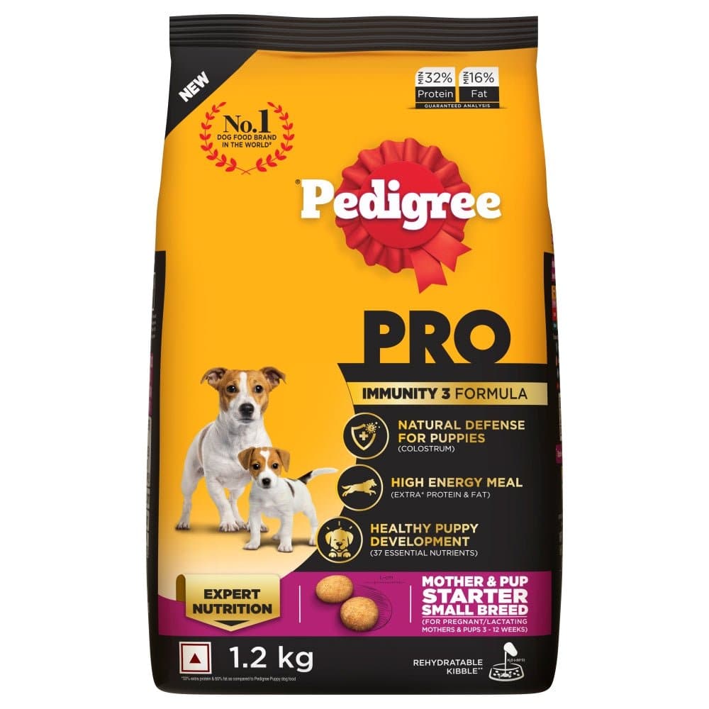 Pedigree PRO Expert Nutrition Lactating/Pregnant Mother & Puppy Starter Small Breed Dry and Chicken Chunks in Gravy Puppy Wet Food Combo