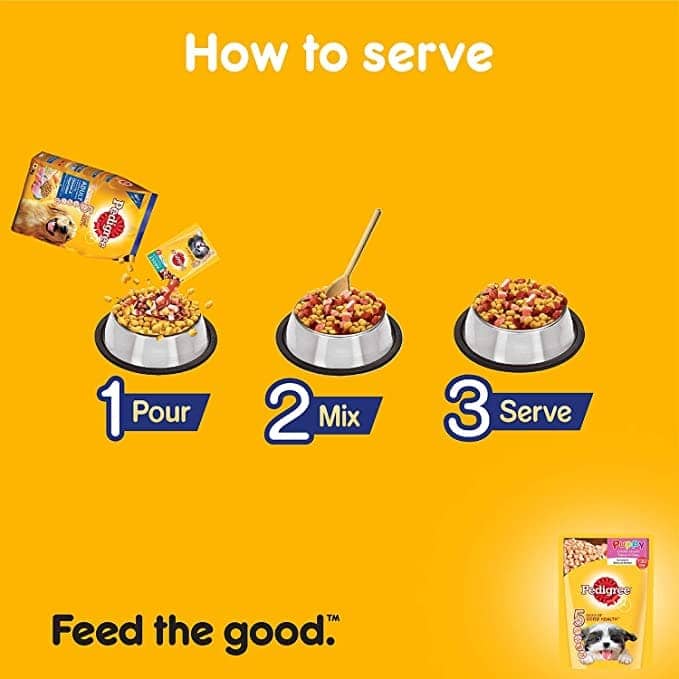 Pedigree 100% Vegetarian Dry and Chicken Chunks in Gravy Wet Puppy Dog Food Combo