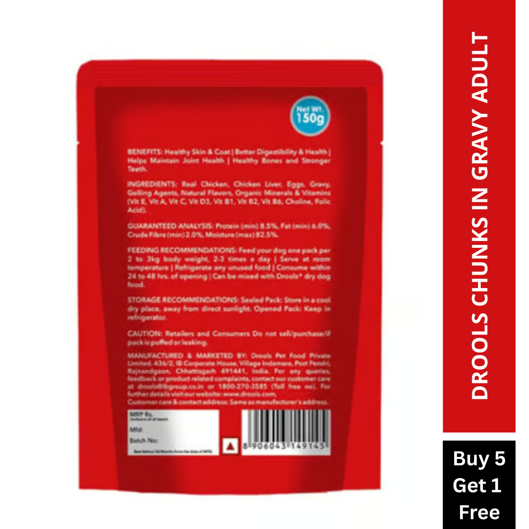 Drools Real Chicken & Chicken Liver Chunks in Gravy Adult Dog Wet Food