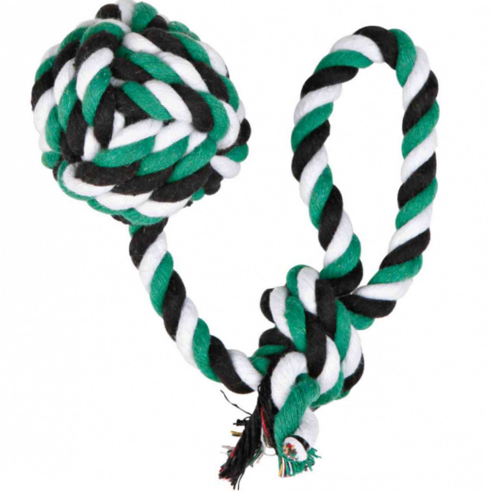 Trixie Playing Rope Loop with Woven in Ball Toy for Dogs (Black/Green/White)