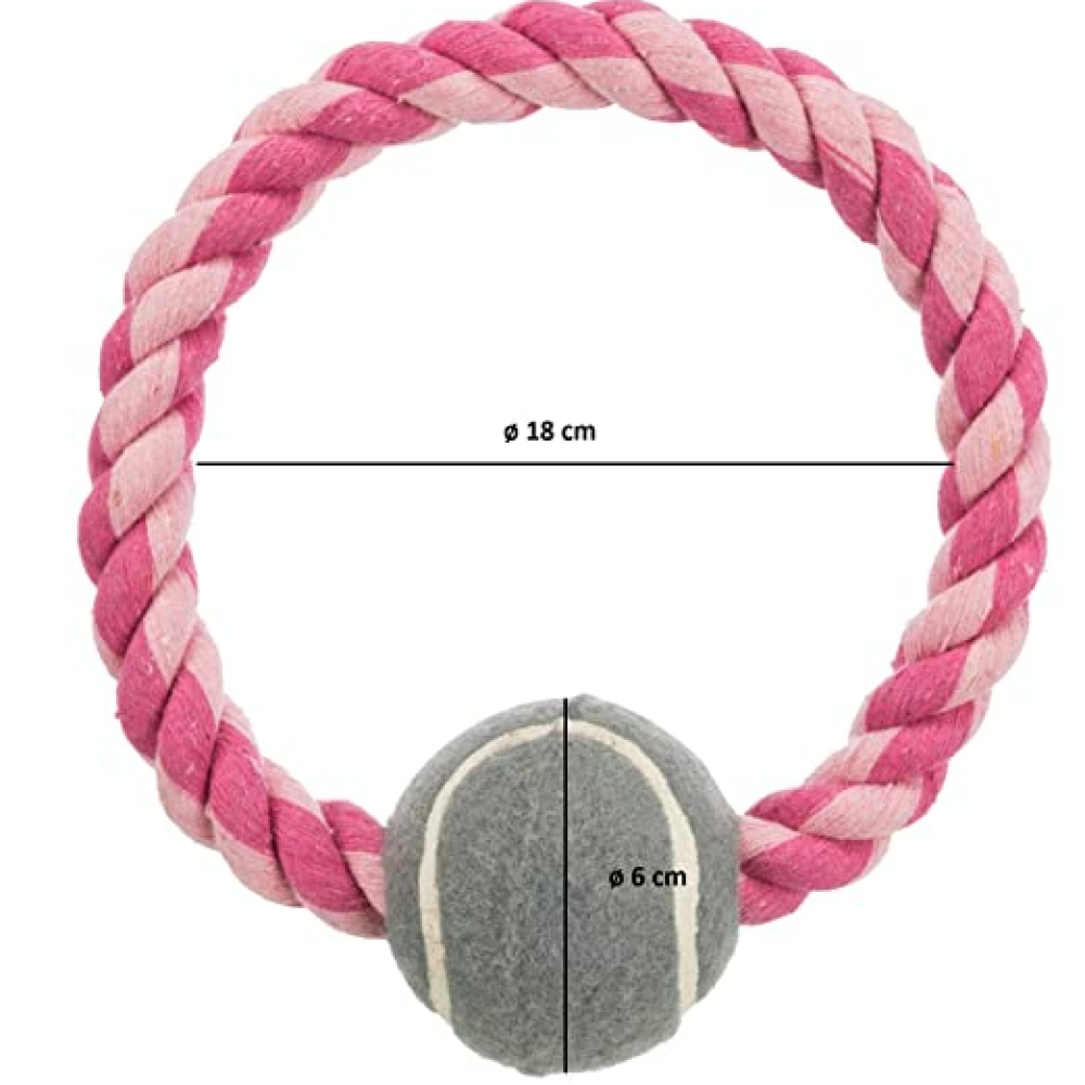Trixie Rope Ring with Tennis Ball Toy for Dogs
