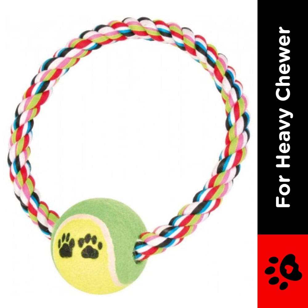 Trixie Rope Ring with Tennis Ball Toy for Dogs