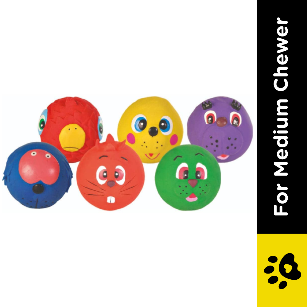 Trixie Animal Faces Latex Ball Toy for Dogs (Assorted)