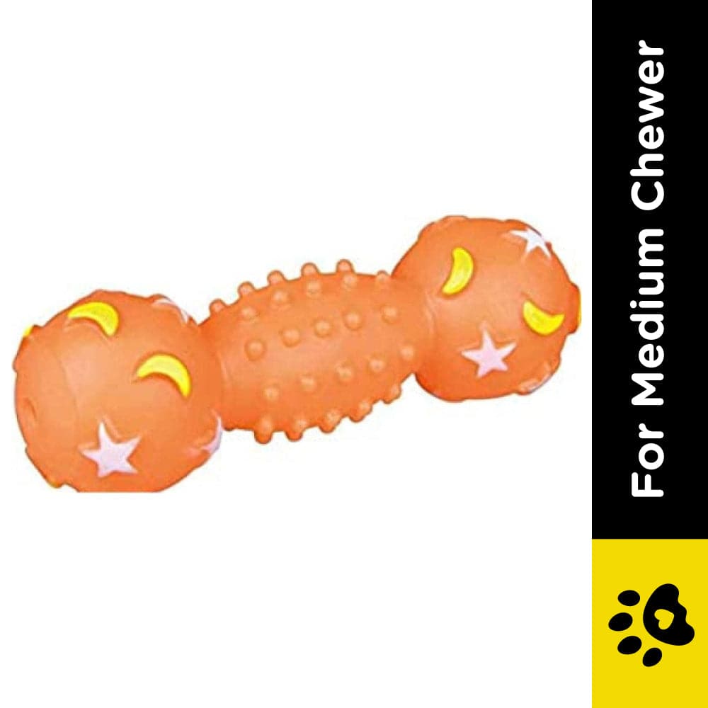 Trixie Moonlight Dumbbell Vinyl Toy for Dogs (Orange)