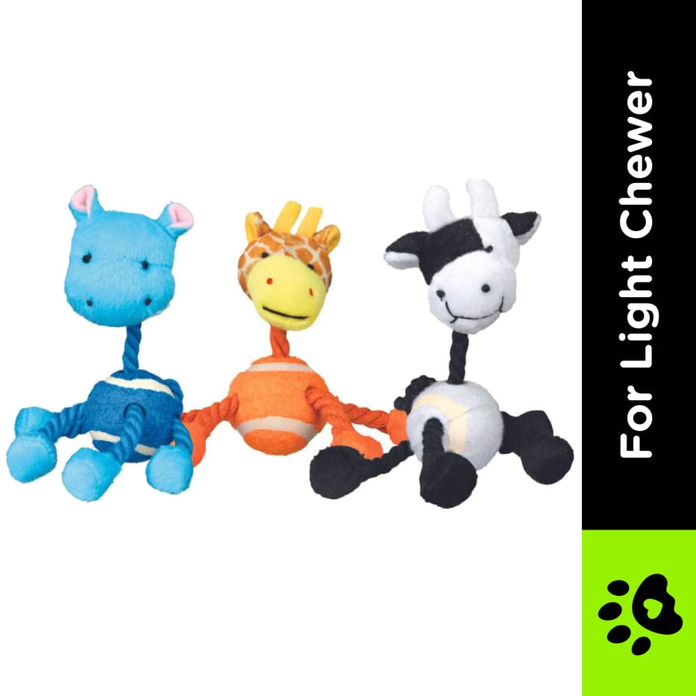 Trixie Animal Figures with Tennis Ball & Rope Toy for Dogs