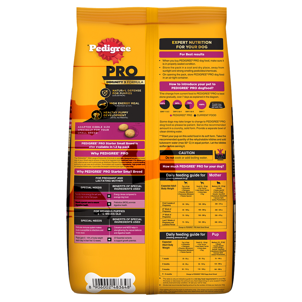 Pedigree PRO Expert Nutrition Lactating/Pregnant Mother & Puppy Starter Small Breed Dry and Chicken Chunks in Gravy Puppy Wet Food Combo