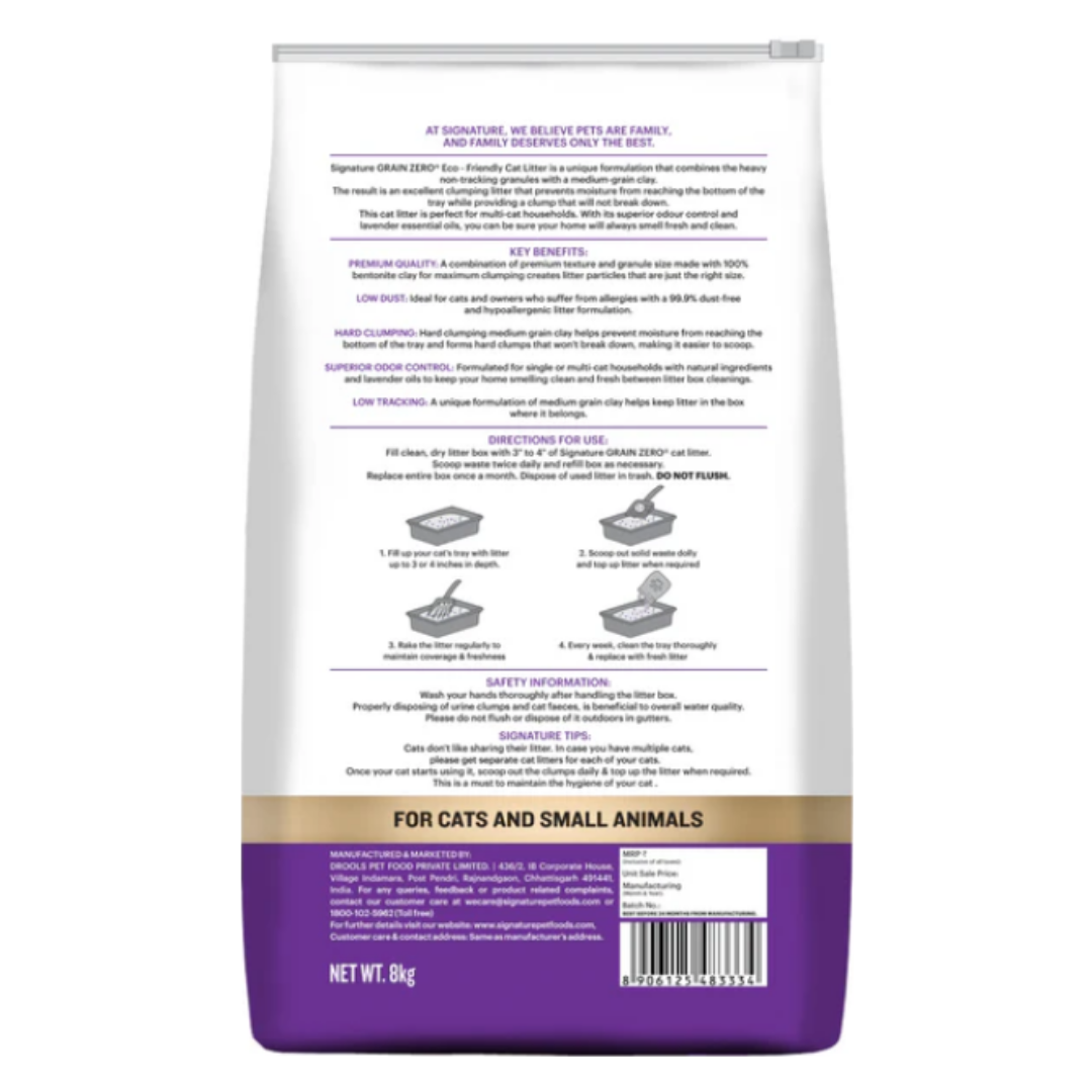 Signature Grain Zero Lavender Scented Cat Litter + Container Free