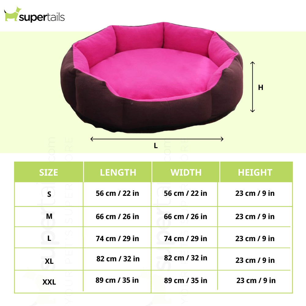 Royal Pets Cart Reversible Round Shape Bed for Dogs and Cats (Pink & Brown)