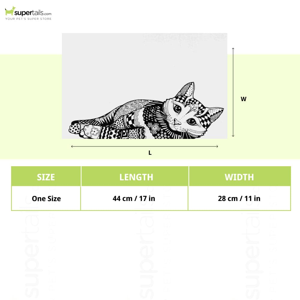 Trixie Zentangle Cat Place Mat for Dogs and Cats (Black & White)