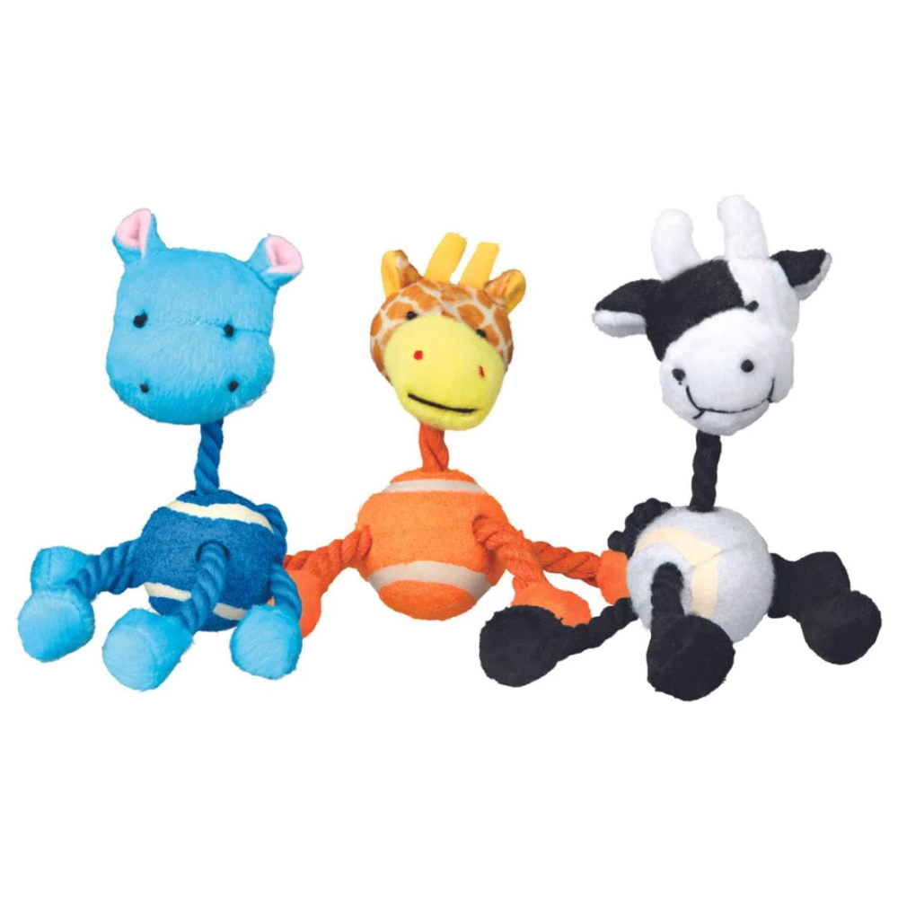 Trixie Animal Figures with Tennis Ball & Rope Toy for Dogs