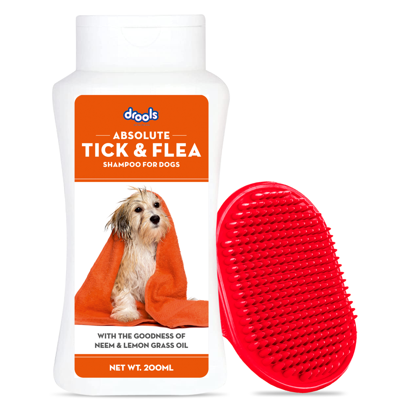 Drools Tick and Flea Repellent Shampoo for Dogs (Free Hand Brush)