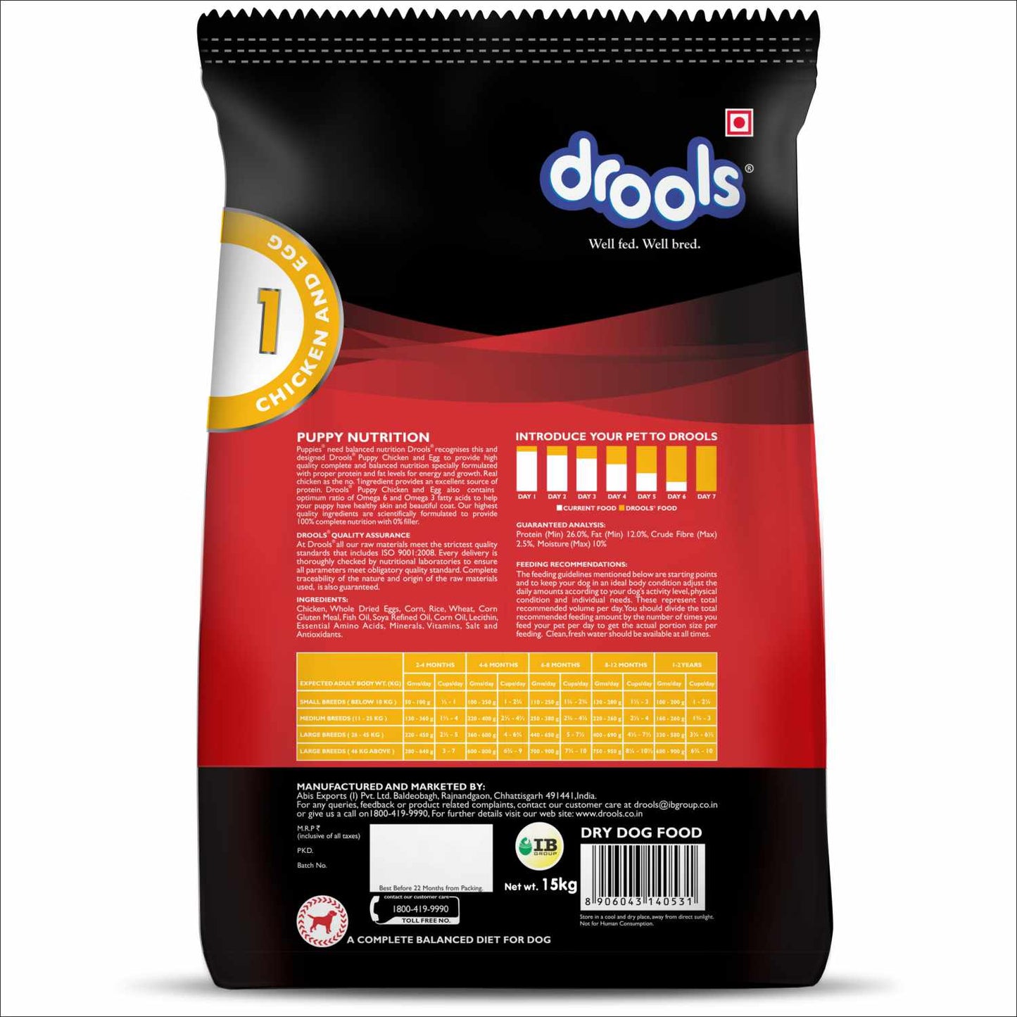 Drools Chicken and Egg Puppy Dry Food and Absolute Calcium Bone Jar for Dogs Combo
