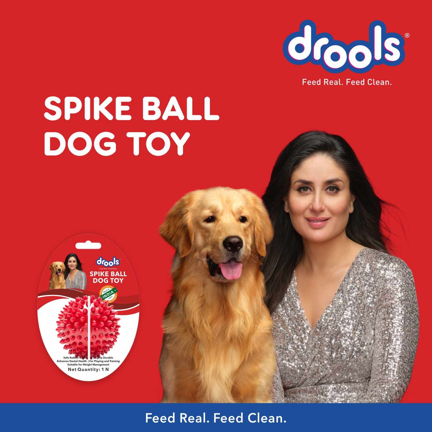 Drools Non Toxic Rubber Stud Spike Hard Ball Chew Teething Toy for Puppies and Dogs