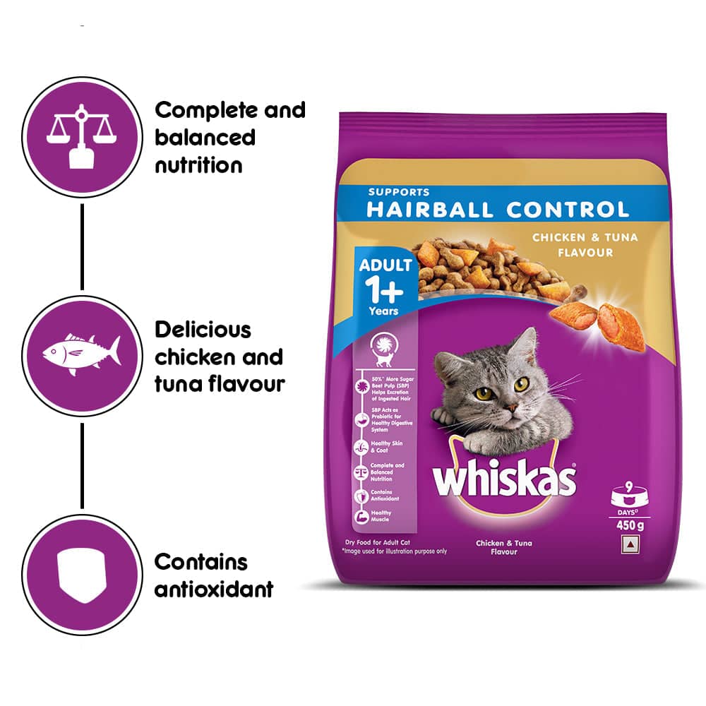 Whiskas Hairball Control Chicken & Tuna Adult (1+ Years) Cat Dry Food