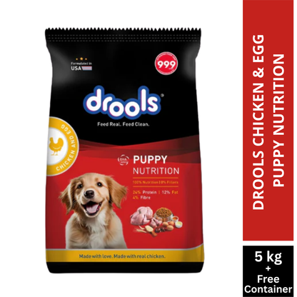 Drools Chick & Egg Puppy 5KG + Container Free