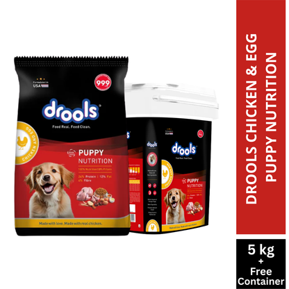 Drools Chick & Egg Puppy 5KG + Container Free