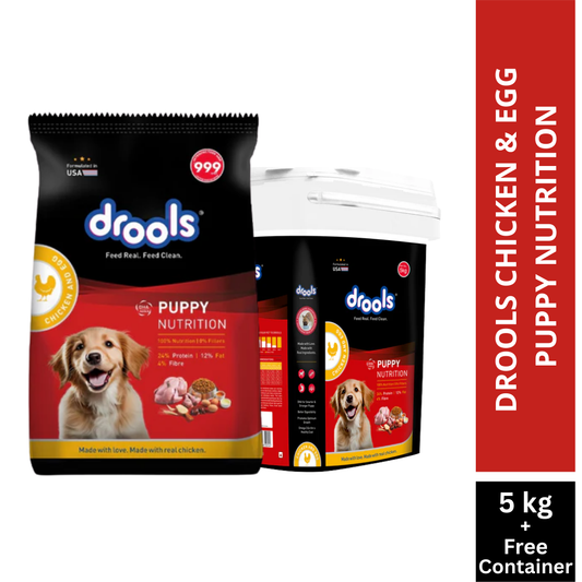 Drools Chick & Egg Puppy 5KG + Container Free
