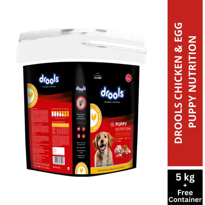 Drools Chick & Egg Puppy 5KG + Container Free