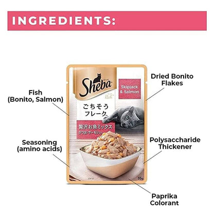 Sheba Fish with Sasami and Skipjack & Salmon Fish Mix Cat Wet Food Combo (24+24)