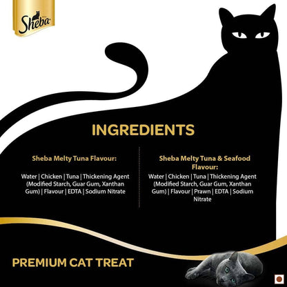 Sheba Tuna Flavor and Tuna & Prawn Maguro and Chicken & Chicken Whitefish Sasami Treats for Cats Combo