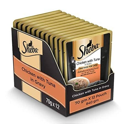 Sheba Tuna Pumpkin Carrot and Chicken With Tuna Adult Cat Wet Food Combo (12+12)