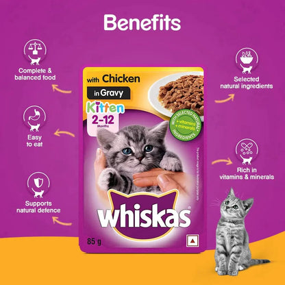 Whiskas Tuna in Jelly and Chicken in Gravy Meal Kitten Wet Food Combo