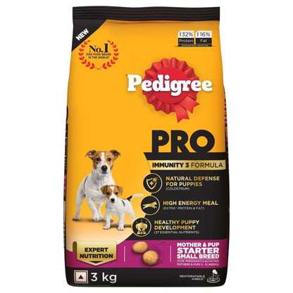 Pedigree PRO Expert Nutrition Lactating/Pregnant Mother & Puppy Starter Small Breed Dry and Chicken Chunks in Gravy Puppy Wet Food Combo