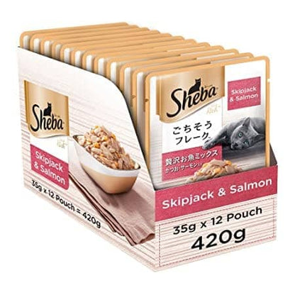 Sheba Fish with Sasami and Skipjack & Salmon Fish Mix Cat Wet Food Combo (12+12)