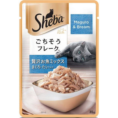 Sheba Maguro Bream Fish and Fish with Dry Bonito Flake Cat Wet Food Combo (12+12)