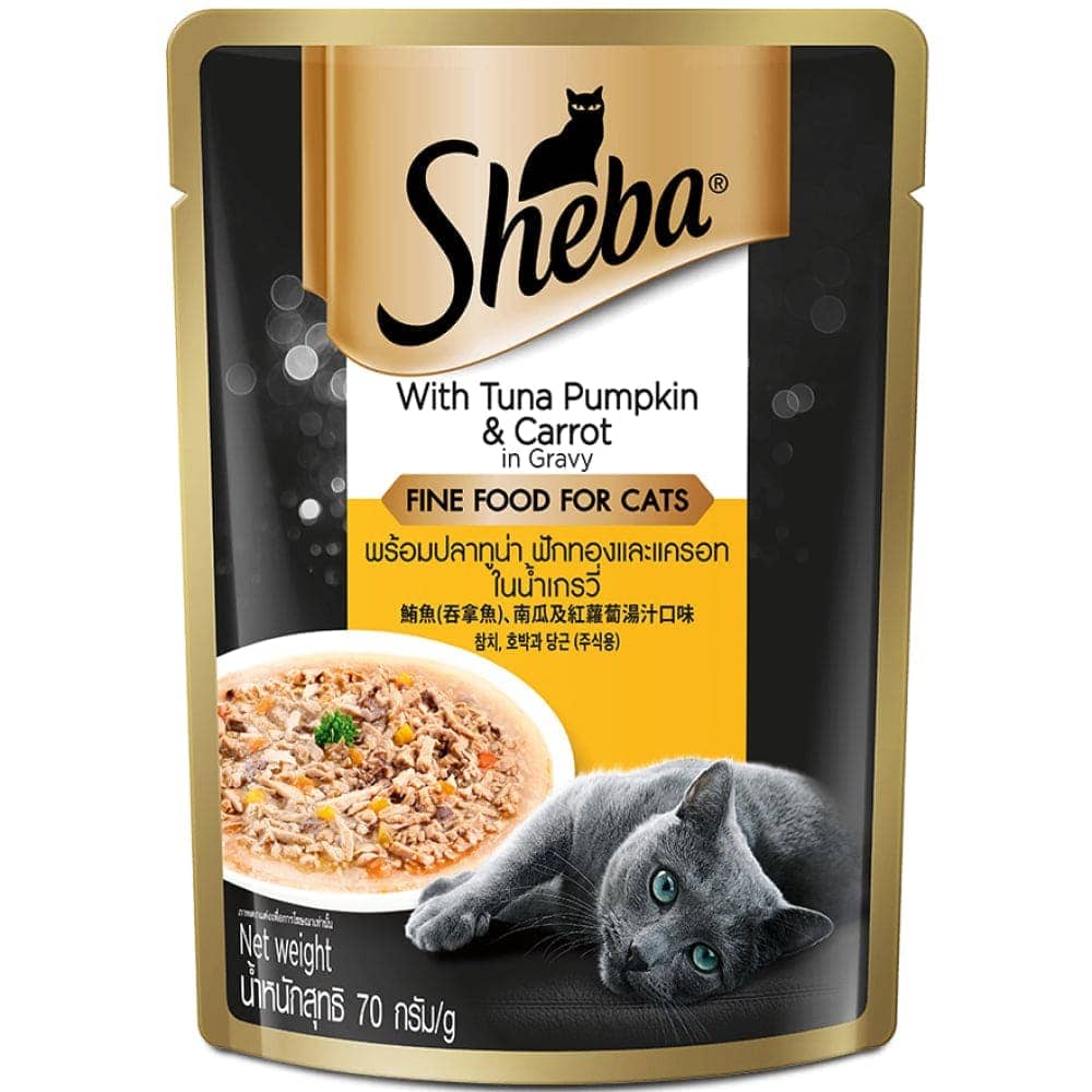 Sheba Tuna Pumpkin Carrot and Chicken With Tuna Adult Cat Wet Food Combo (24+24)