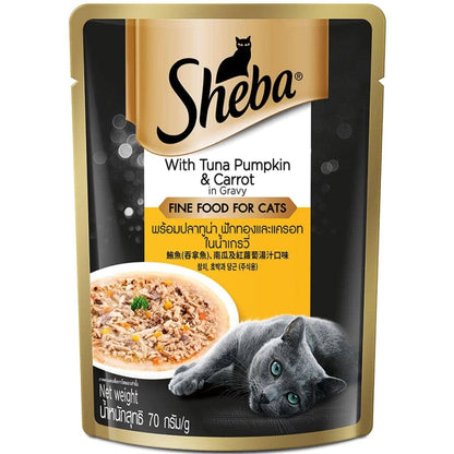 Sheba Tuna Pumpkin Carrot and Chicken With Tuna Adult Cat Wet Food Combo (24+24)