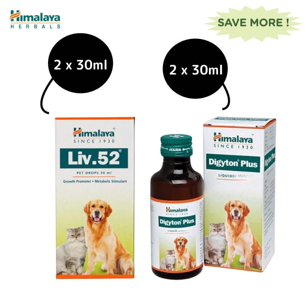 Himalaya Liv 52 Pet Liquid and Digestive Stimulant Digyton Plus Syrup for Dogs and Cats Combo
