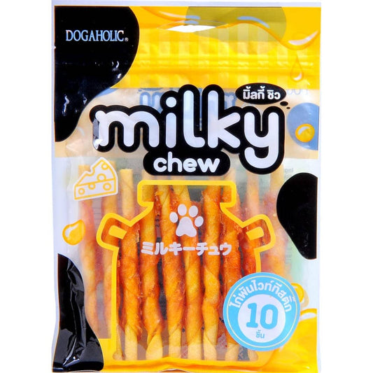 Dogaholic Milky Chew Cheese Chicken Bone Style and Stick Style Dog Treats Combo (1+2)