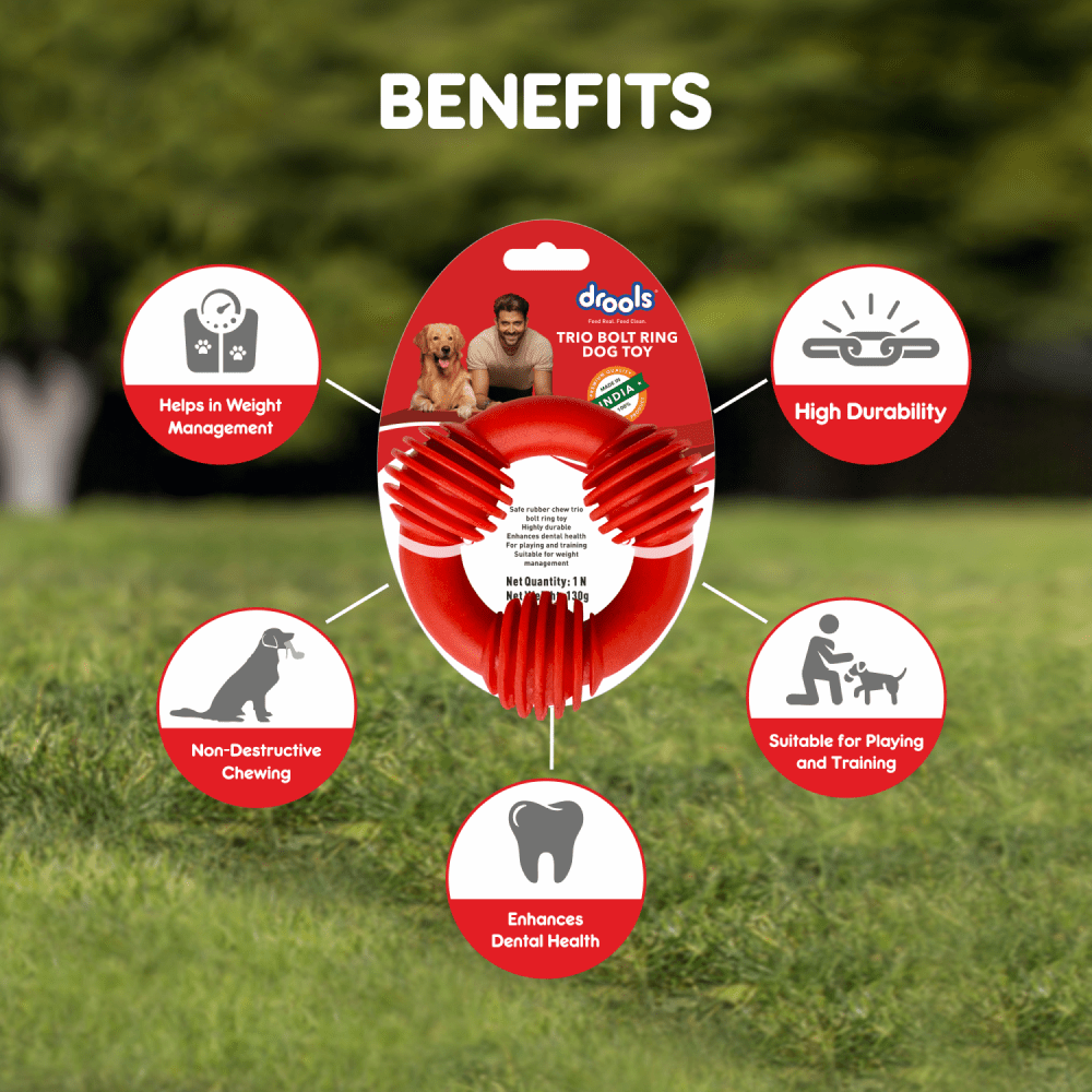 Drools Non Toxic Rubber Trio Bolt Ring Toy for Dogs