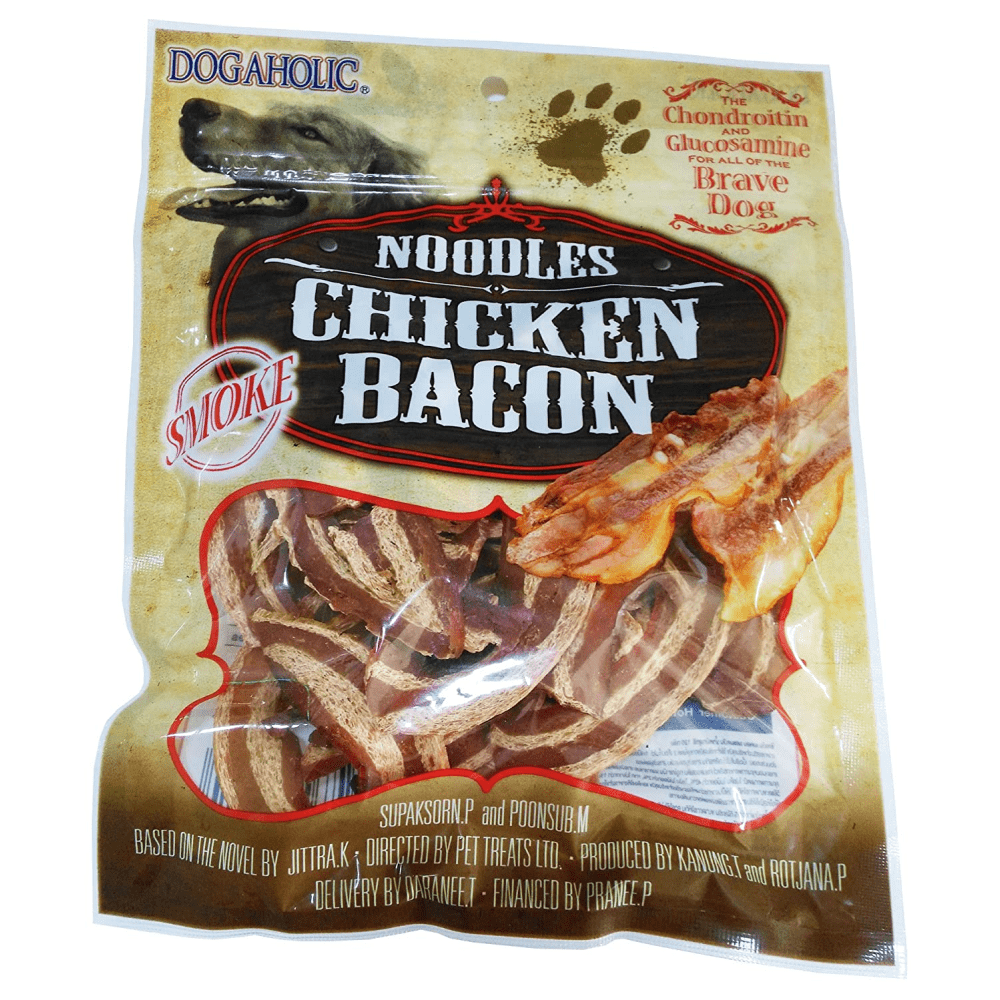 Dogaholic Max Barbeque Chicken Bacon and Noodles Smoked Chicken Bacon Strips Dog Treats Combo (5+5)