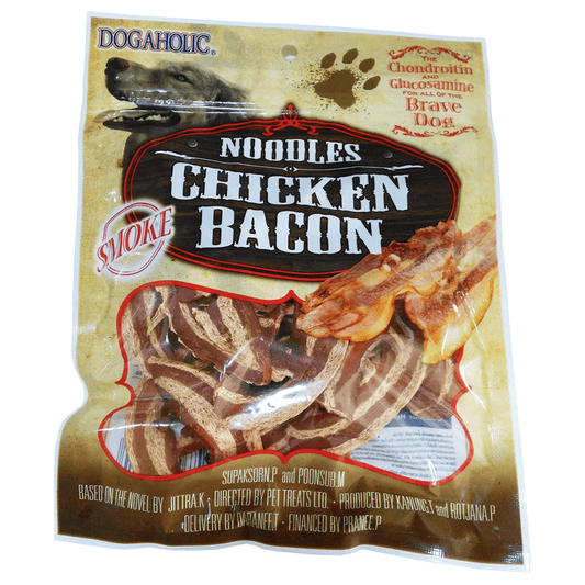 Dogaholic Max Barbeque Chicken Bacon and Noodles Smoked Chicken Bacon Strips Dog Treats Combo (5+5)