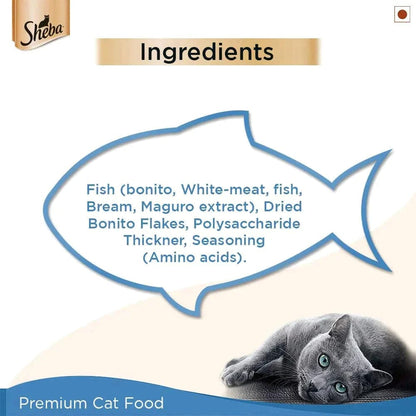 Sheba Skipjack Salmon Fish and Maguro Bream Fish Premium Cat Wet Food Combo (24+24)