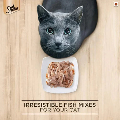 Sheba Fish with Sasami & Fish with Dry Bonito Flake Cat Wet Food Combo (24+24)