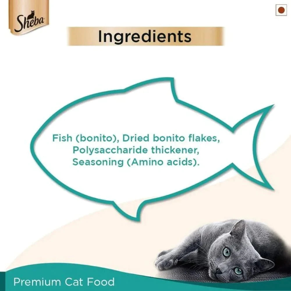 Sheba Maguro Bream Fish and Fish with Dry Bonito Flake Cat Wet Food Combo (24+24)