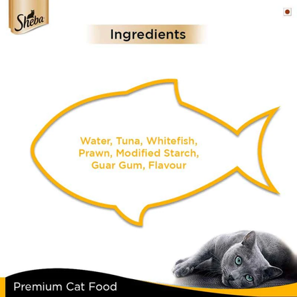 Sheba Tuna Fillet & Whole Prawns in Gravy Premium Cat Wet Food