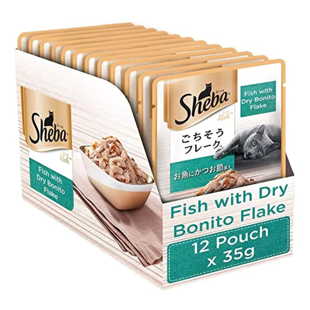 Sheba Maguro Bream Fish and Fish with Dry Bonito Flake Cat Wet Food Combo (12+12)