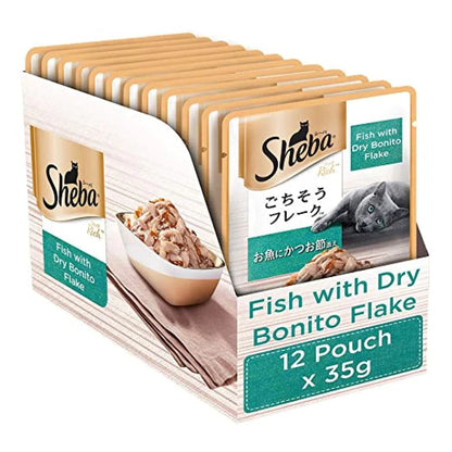 Sheba Maguro Bream Fish and Fish with Dry Bonito Flake Cat Wet Food Combo (12+12)