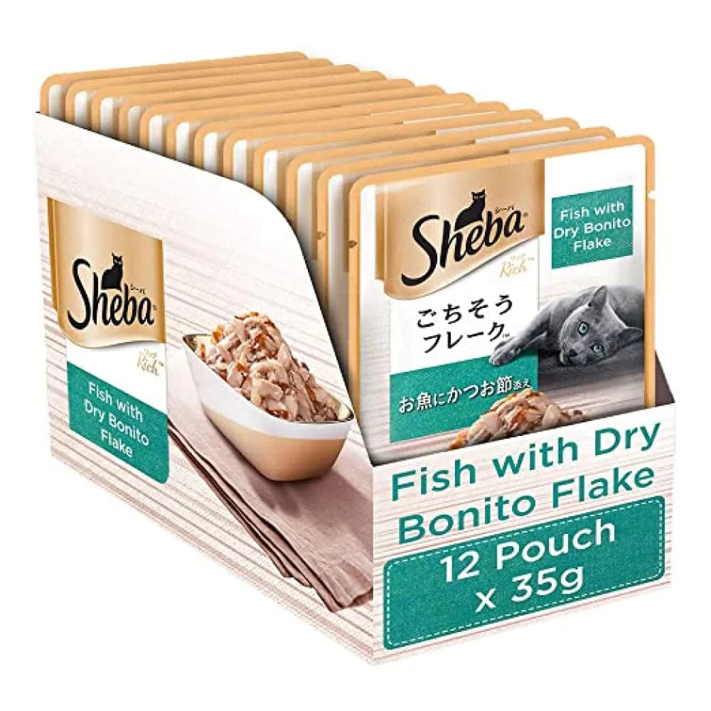 Sheba Fish with Sasami & Fish with Dry Bonito Flake Cat Wet Food Combo (24+24)