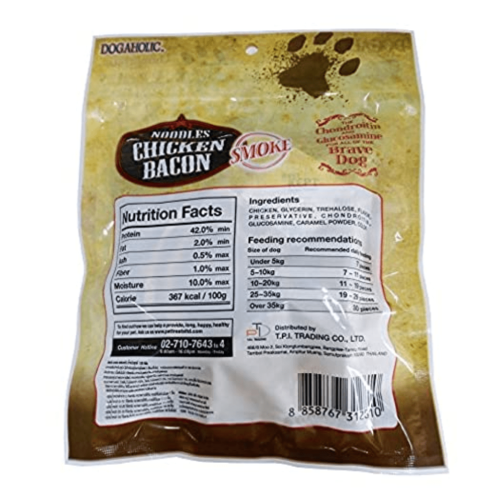 Dogaholic Max Barbeque Chicken Bacon and Noodles Smoked Chicken Bacon Strips Dog Treats Combo (5+5)