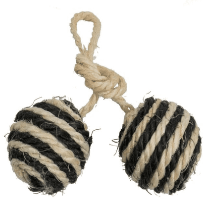 Trixie 2 Sisal Balls on a Rope with Bell Toy for Cats (Assorted)