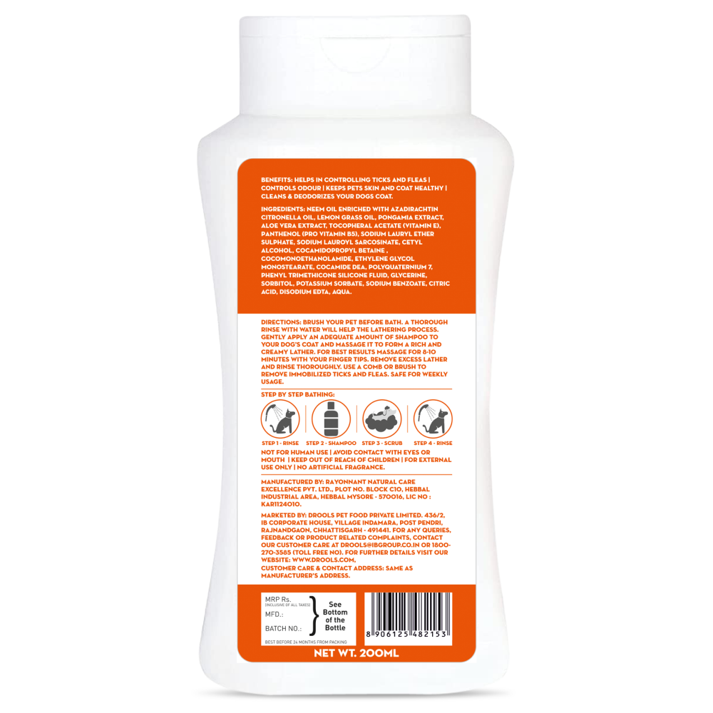 Drools Tick and Flea Repellent Shampoo for Dogs (Free Hand Brush)