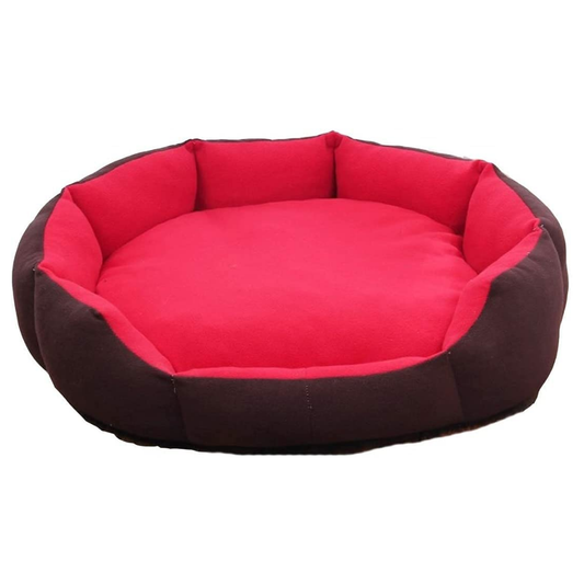 Royal Pets Cart Reversible Round Shape Bed for Dogs and Cats (Red & Brown)